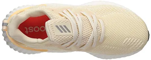 adidas Women's Alphaboost Running Shoe, Ecru Tint/Silver Metallic/Glow Orange, 9.5 M US