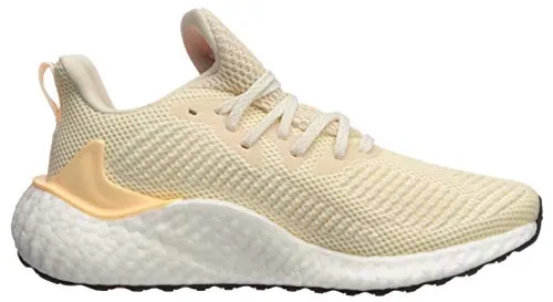 adidas Women's Alphaboost Running Shoe, Ecru Tint/Silver Metallic/Glow Orange, 9.5 M US
