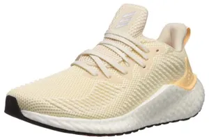 adidas Women's Alphaboost Running Shoe, Ecru Tint/Silver Metallic/Glow Orange, 9.5 M US