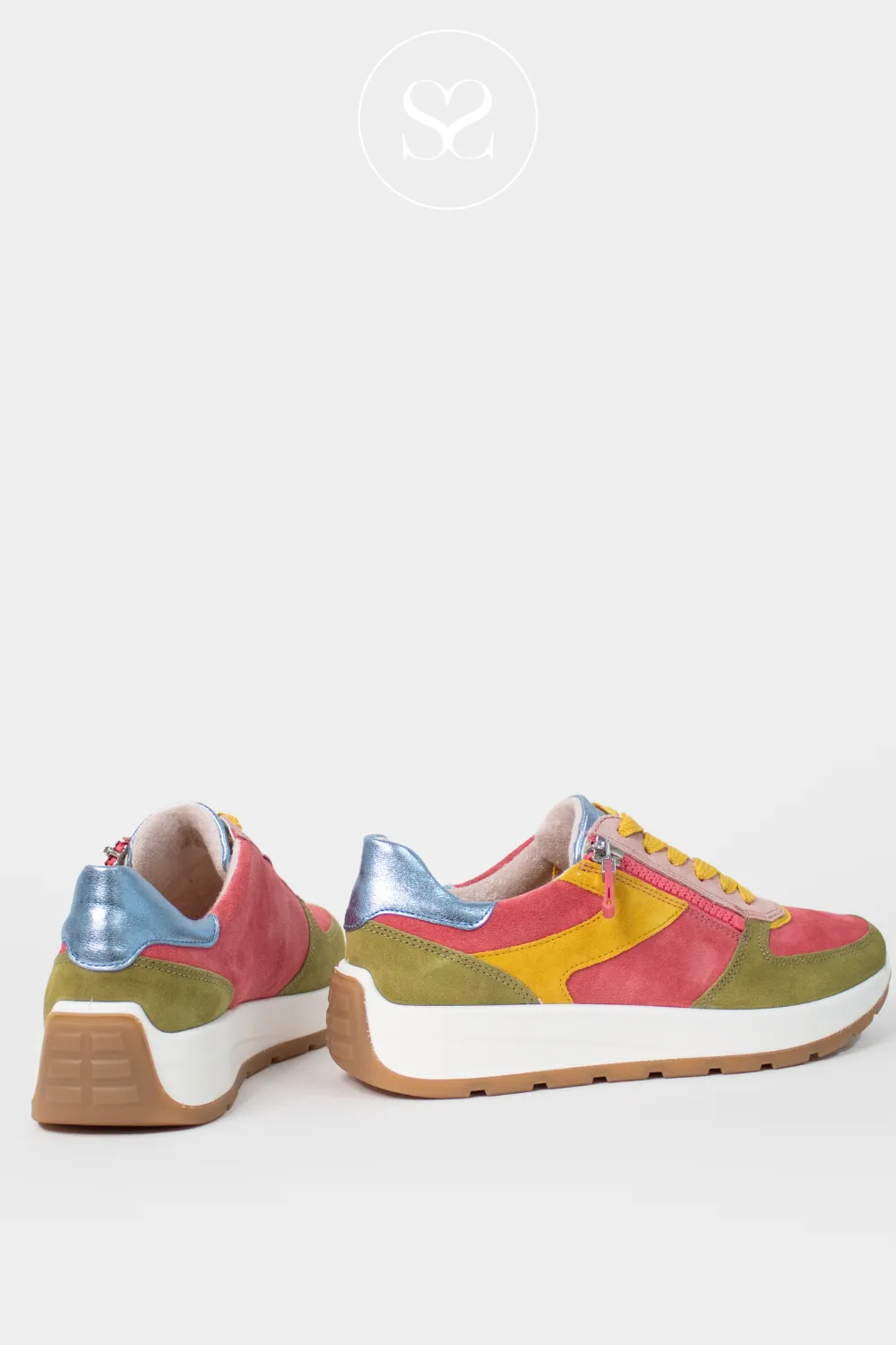 ARA 12-25112 MULTI COLOURED SUEDE WEDGE TRAINERS