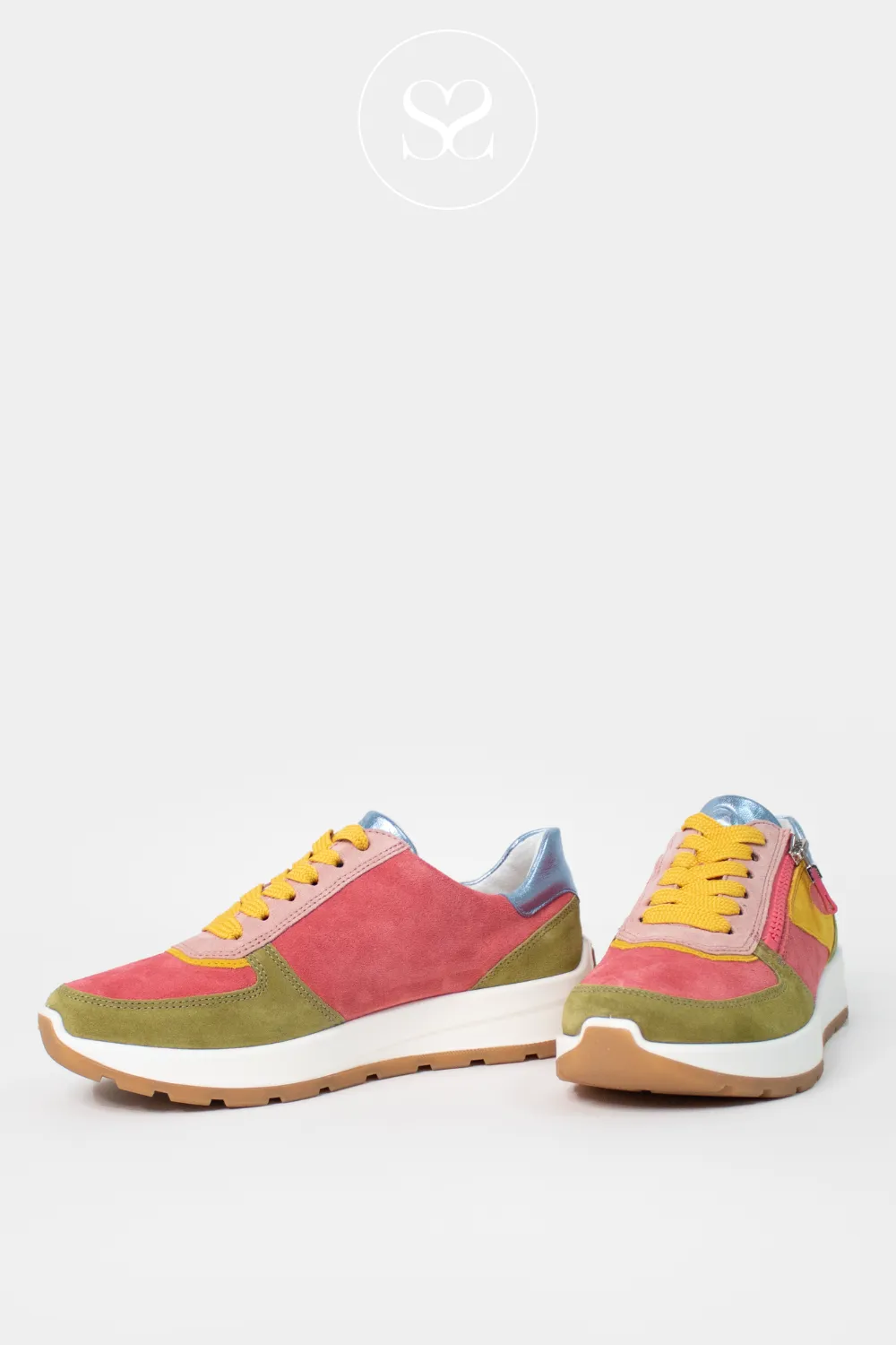 ARA 12-25112 MULTI COLOURED SUEDE WEDGE TRAINERS