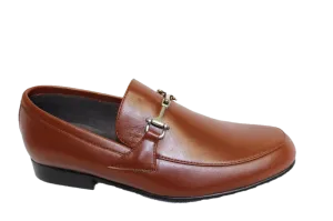 Atlanta Mocassin Brown Leather Chain Slip On Loafer B526