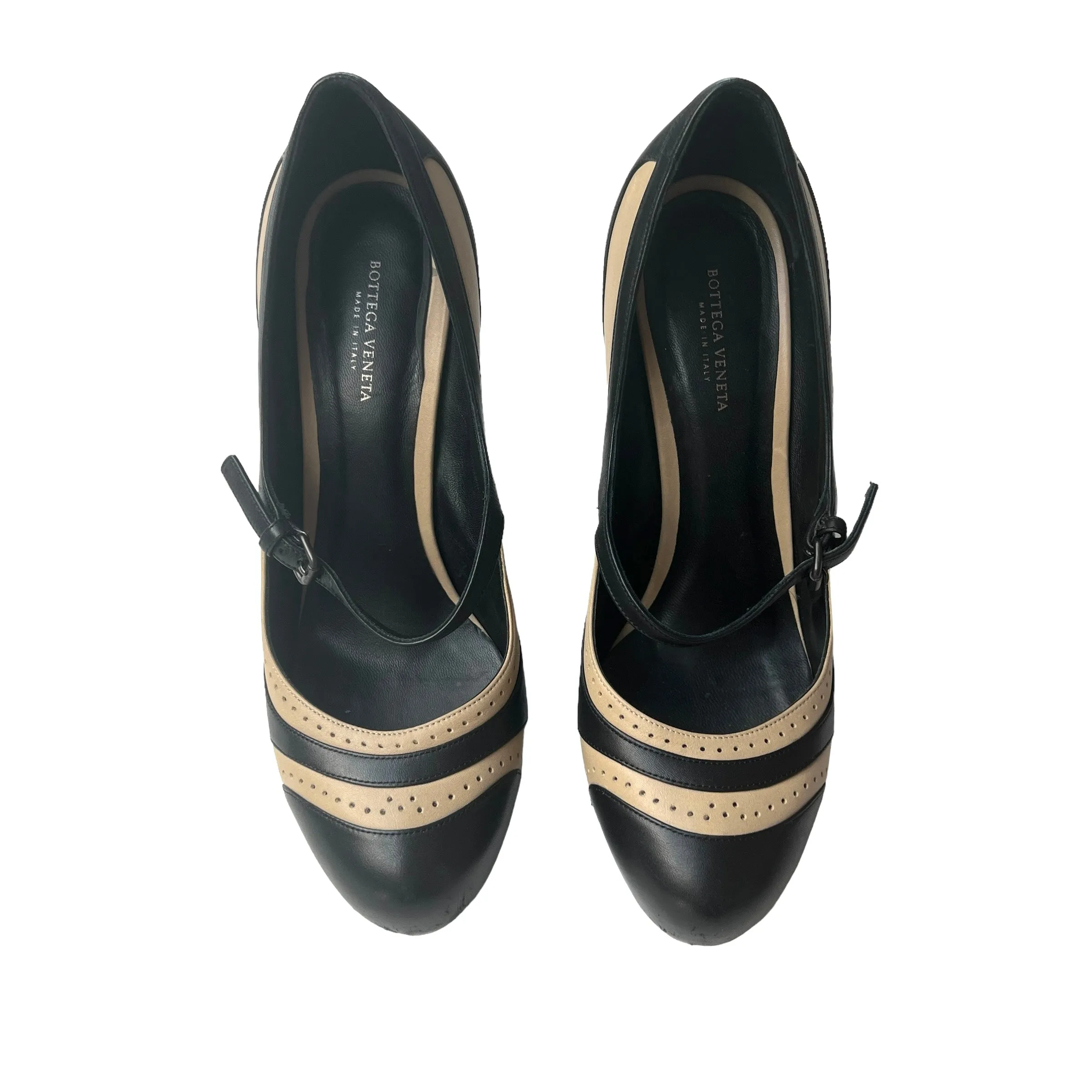 Black & Beige Mary Jane Heels - 7.5