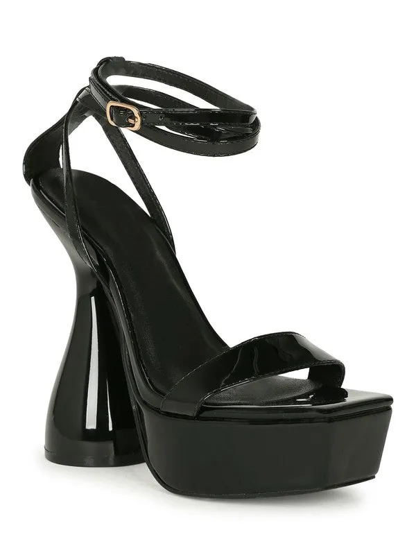 Black Womens Platform Heel Sandal