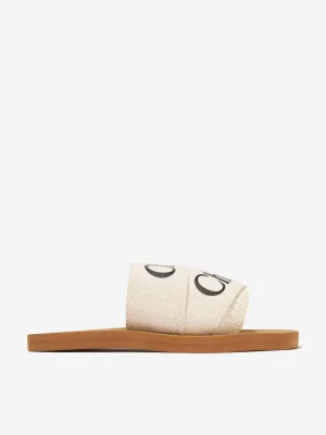 Chloé Girls Textile Sliders In Ivory