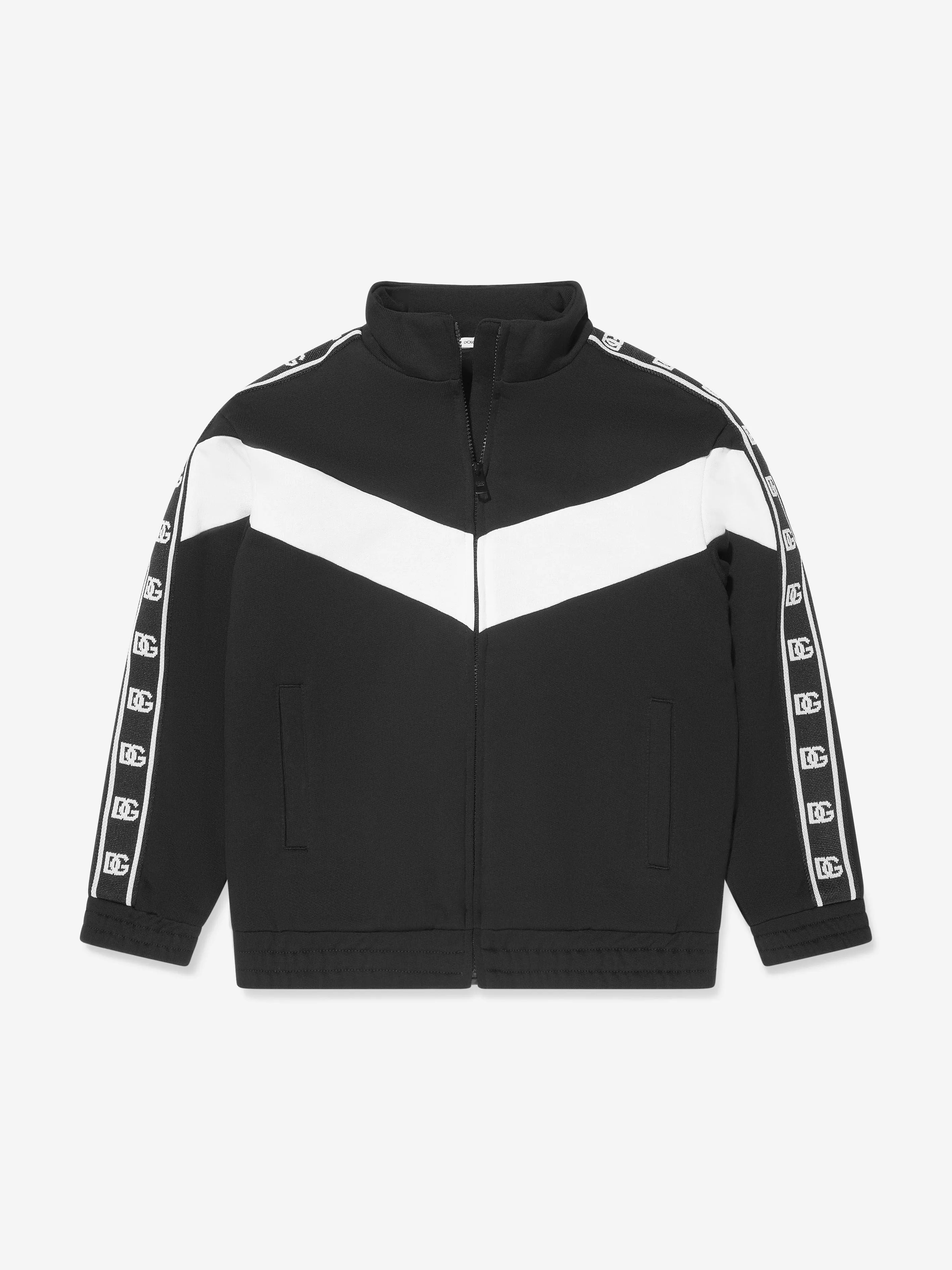Dolce & Gabbana Kids Logo Zip Up Top in Black