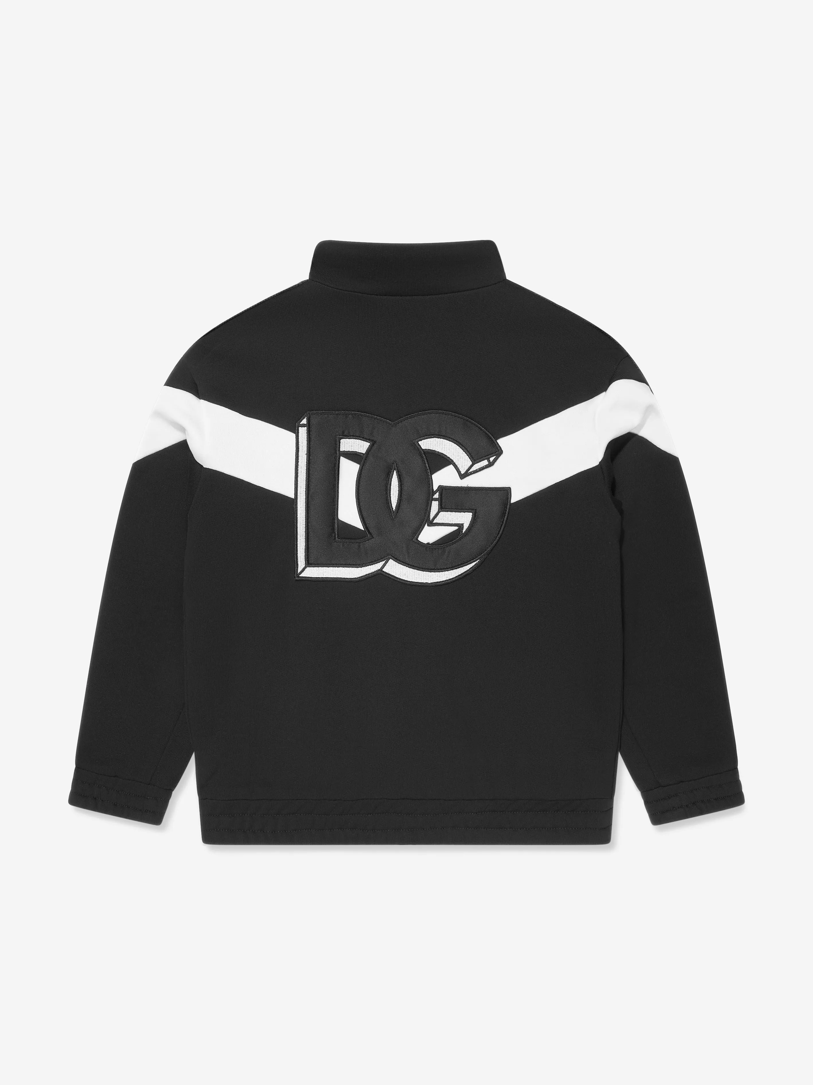 Dolce & Gabbana Kids Logo Zip Up Top in Black