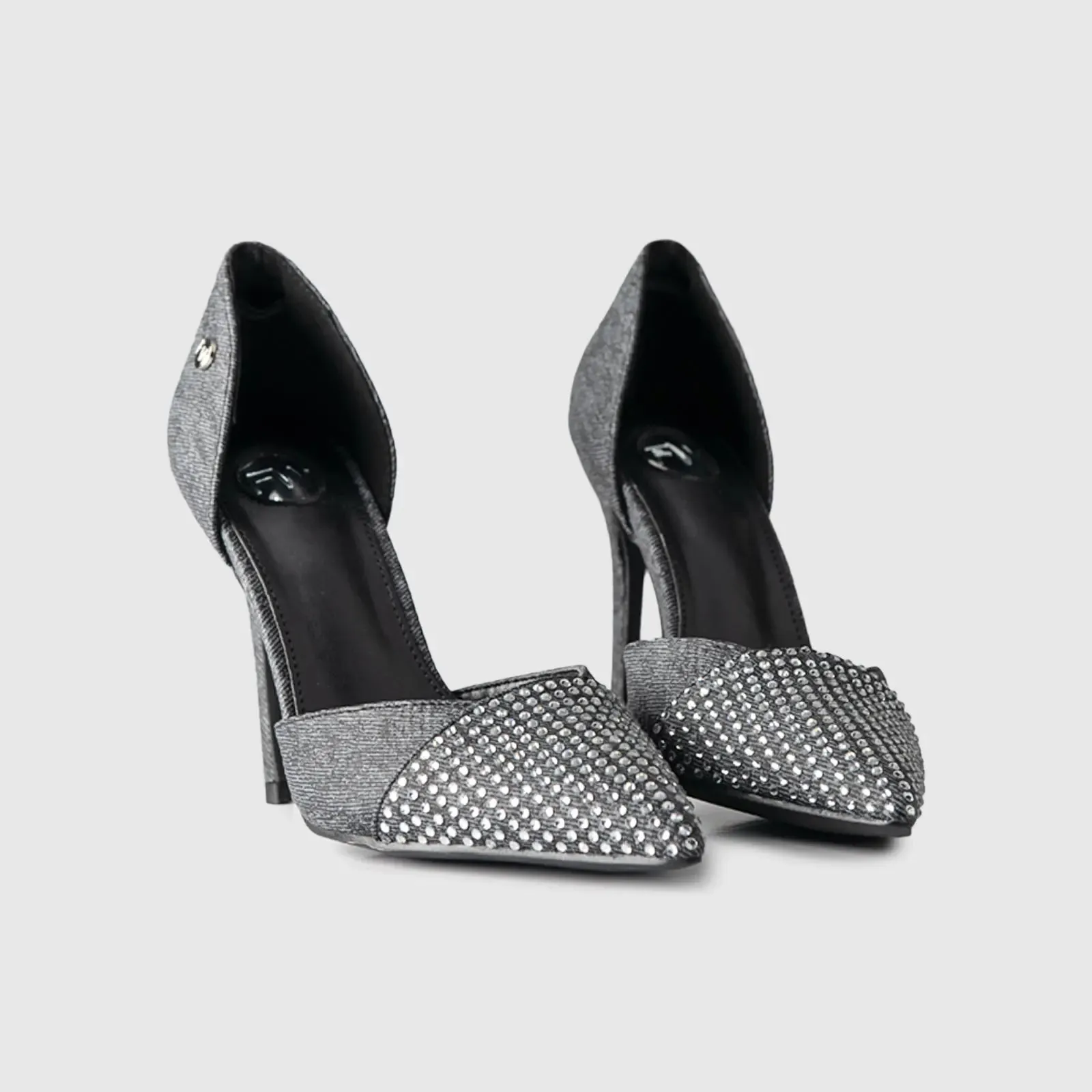 Dress Court Shoe Black Denim 01592