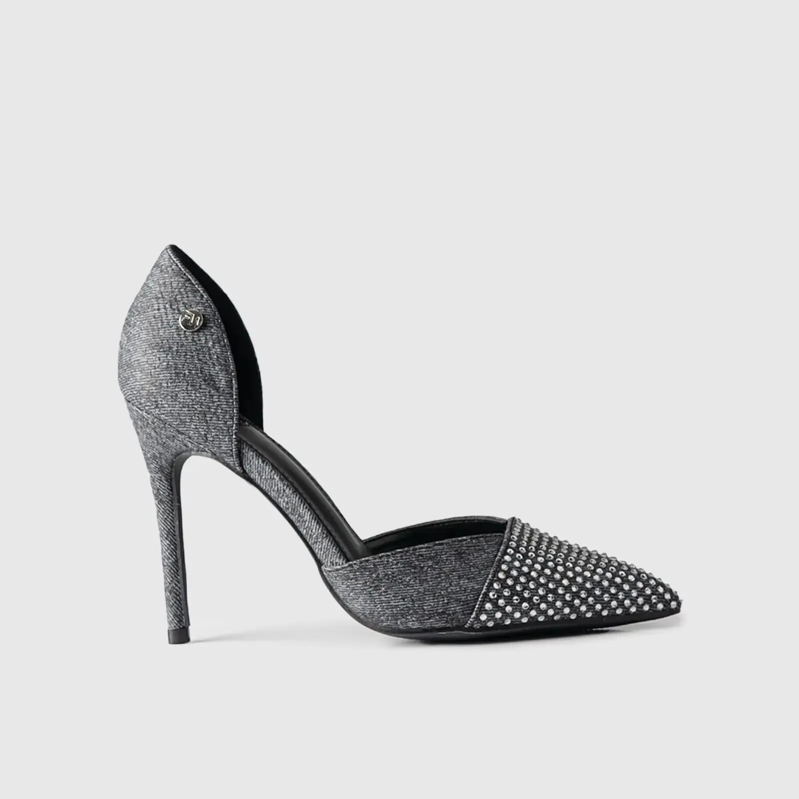 Dress Court Shoe Black Denim 01592