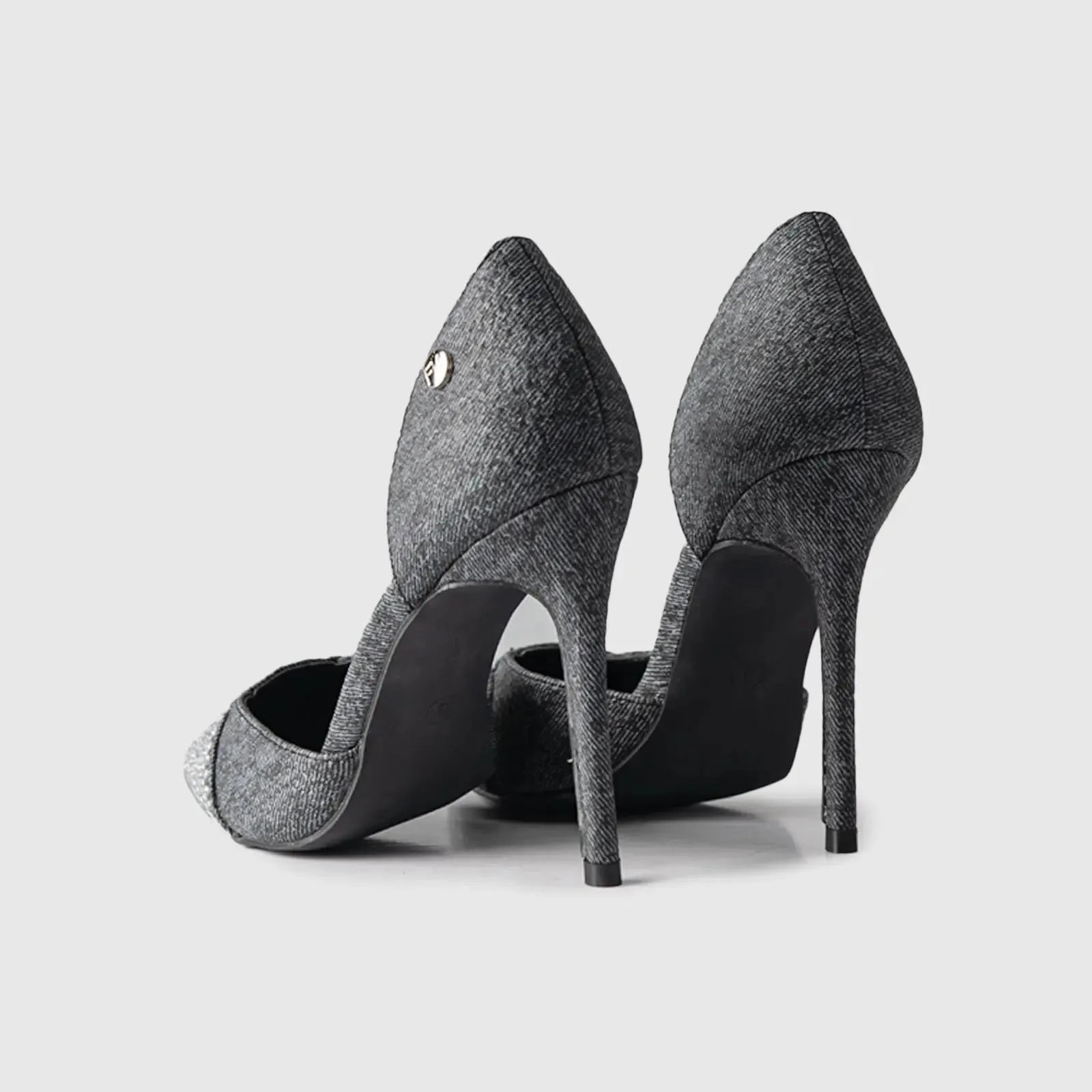 Dress Court Shoe Black Denim 01592