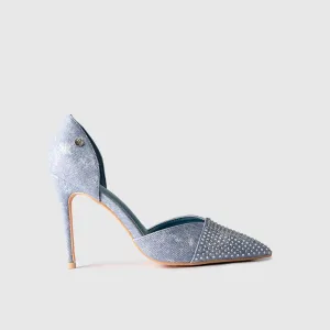 Dress Court Shoe Blue Denim 01592