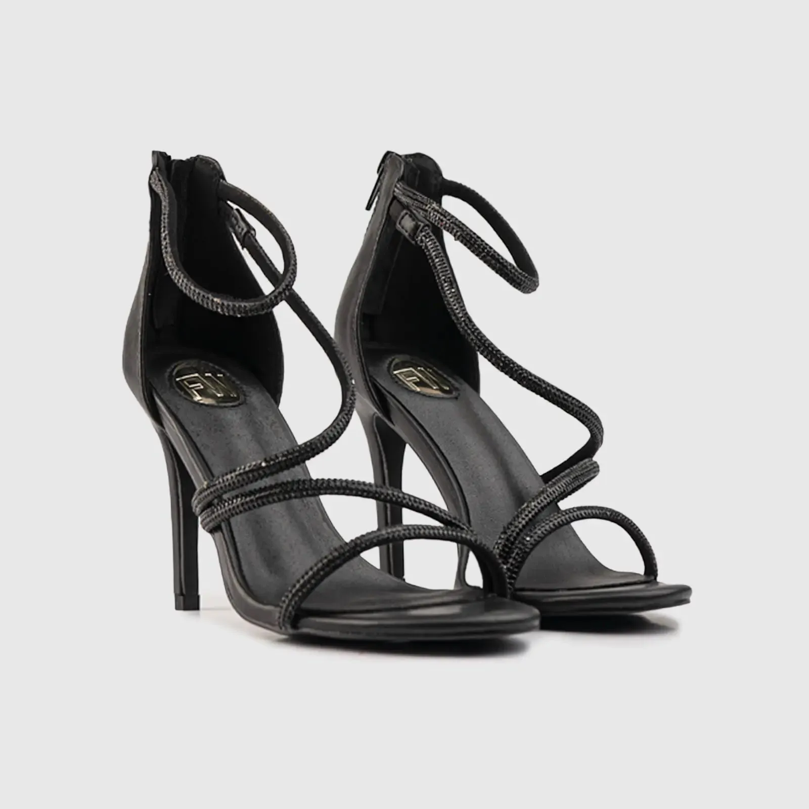 Dress Heel  Evening Sandal Black 01601