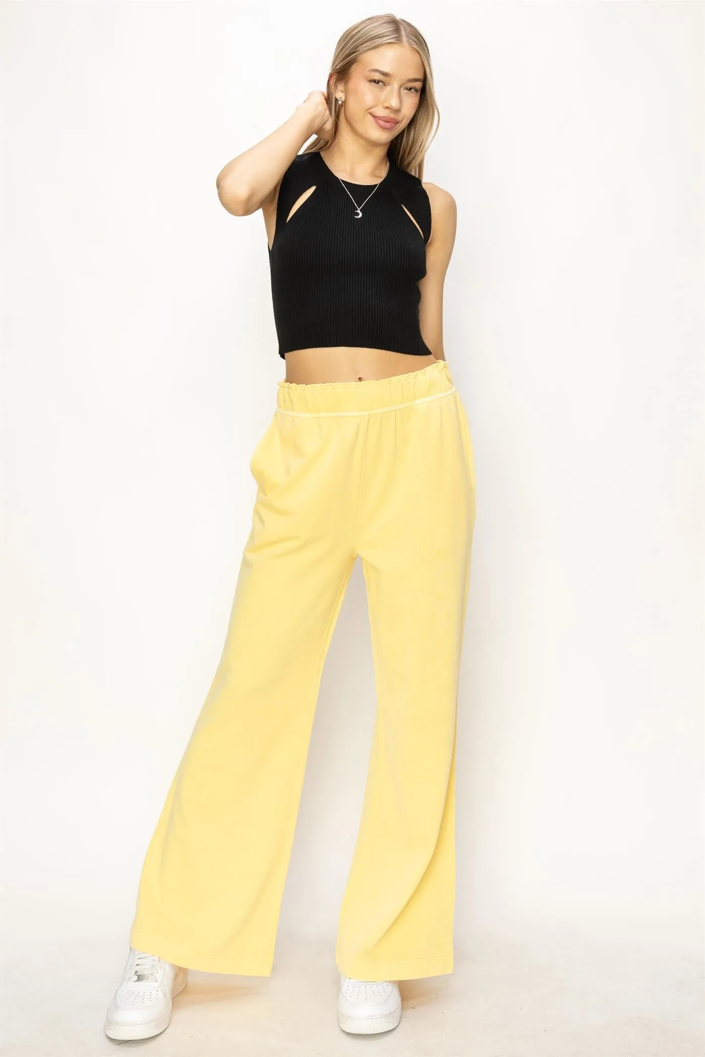 DZ24C346-D-High Waist Flare Pants