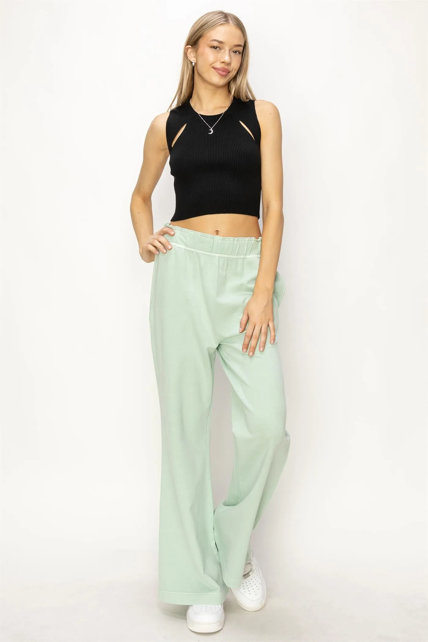 DZ24C346-D-High Waist Flare Pants