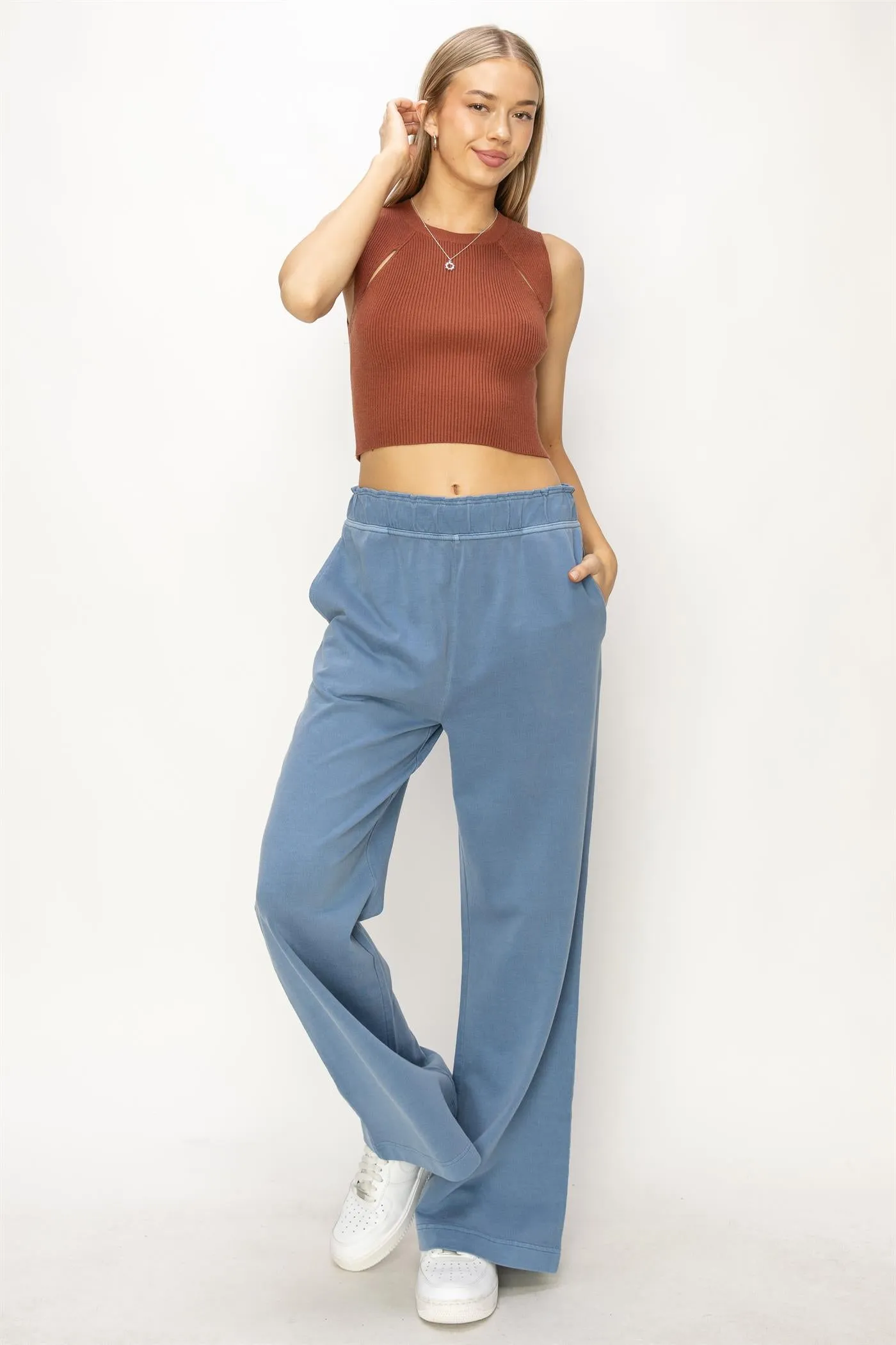 DZ24C346-D-High Waist Flare Pants