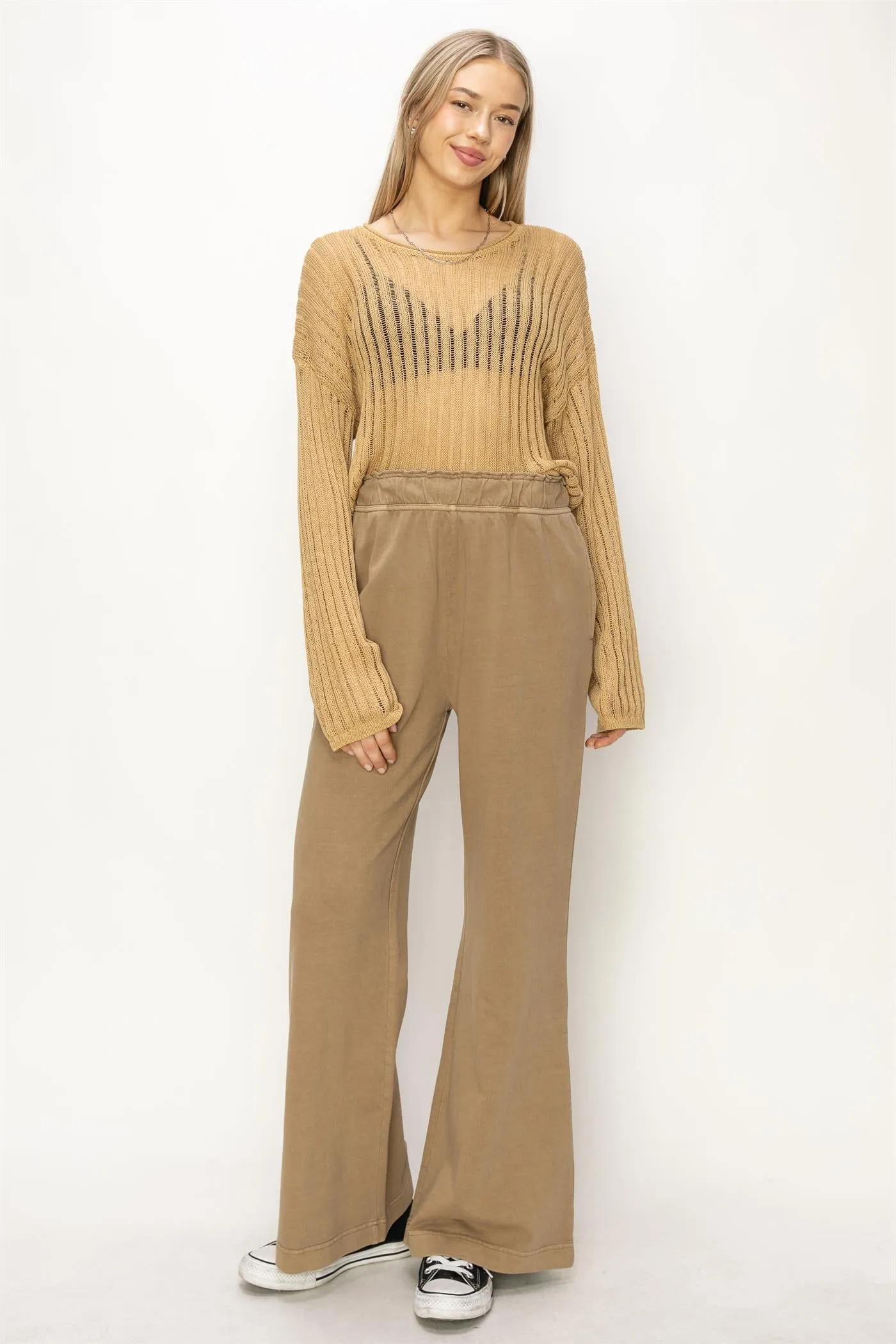 DZ24C346-D-High Waist Flare Pants