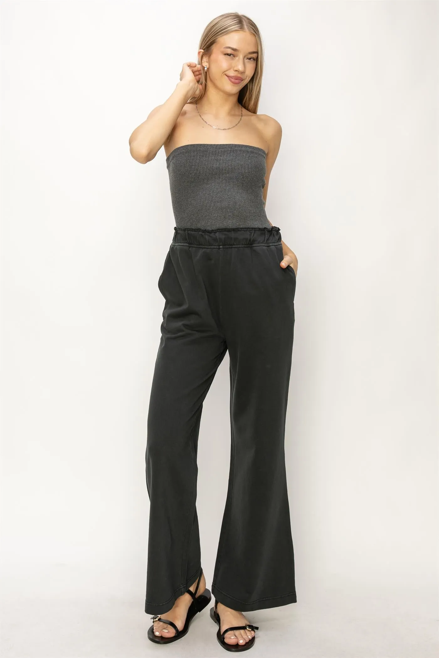 DZ24C346-D-High Waist Flare Pants