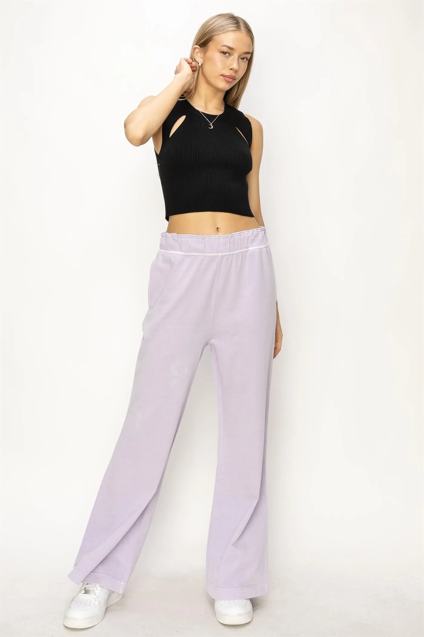 DZ24C346-D-High Waist Flare Pants