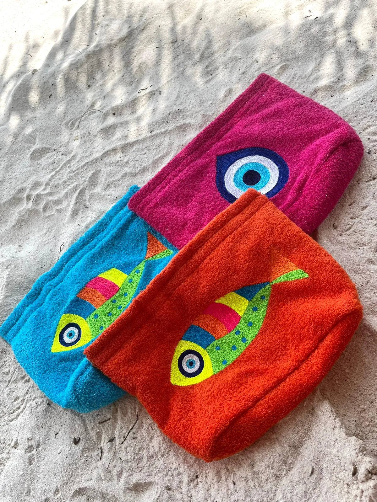 Fushia Fish Beach towel pouch
