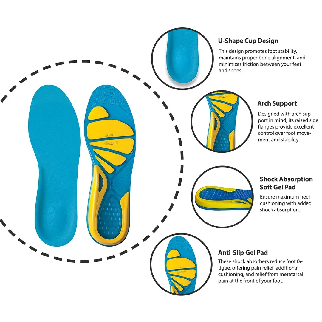 Gel Insoles Sports Everyday Active Comfort Shoe Inserts