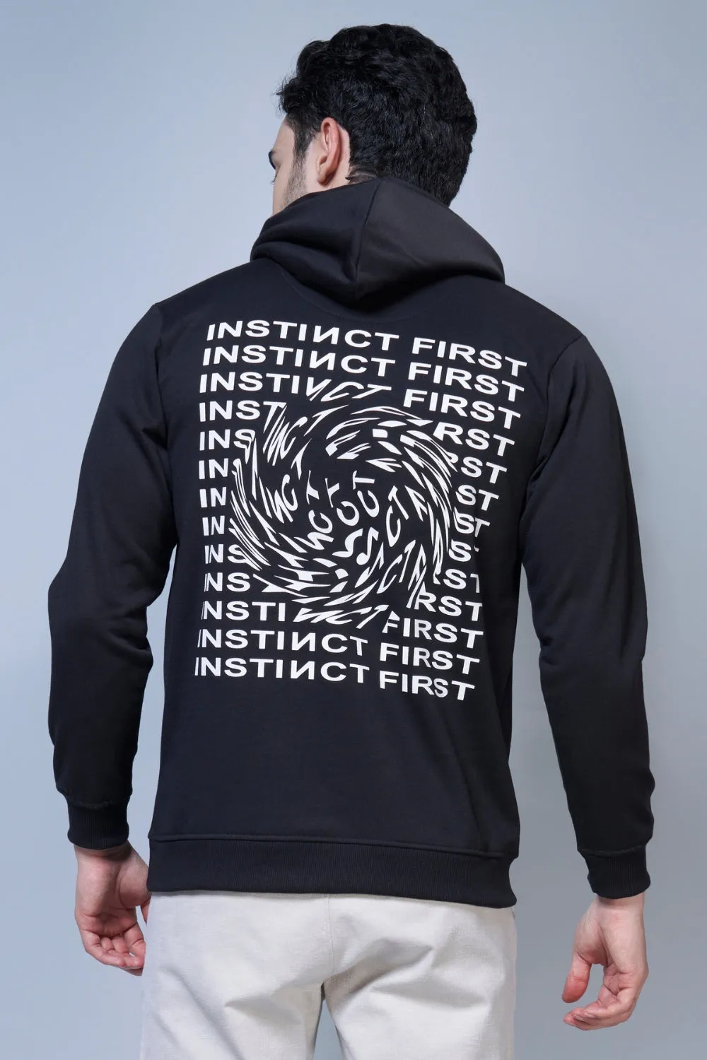 Instinct Printed Black Hoodie