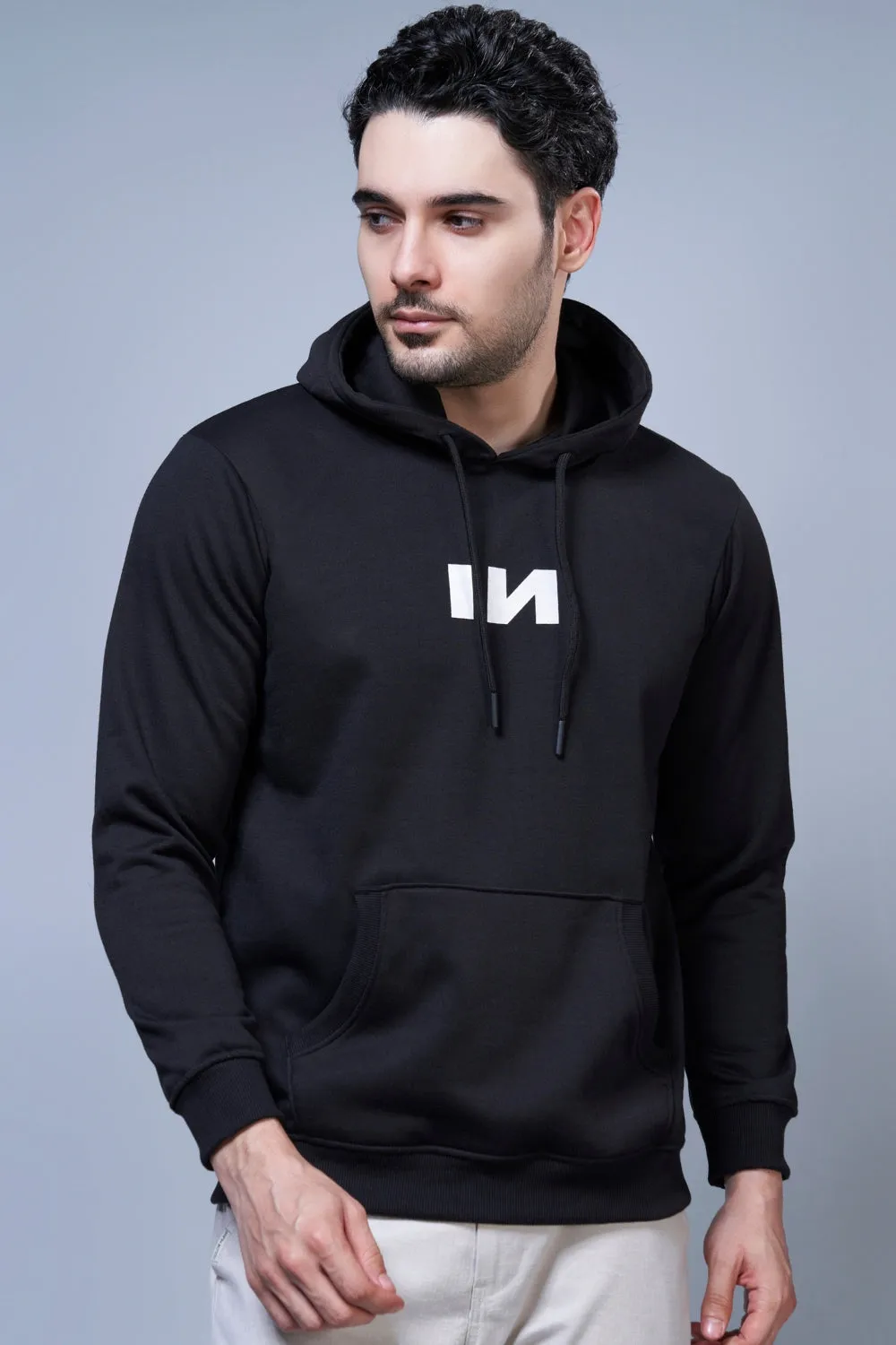 Instinct Printed Black Hoodie