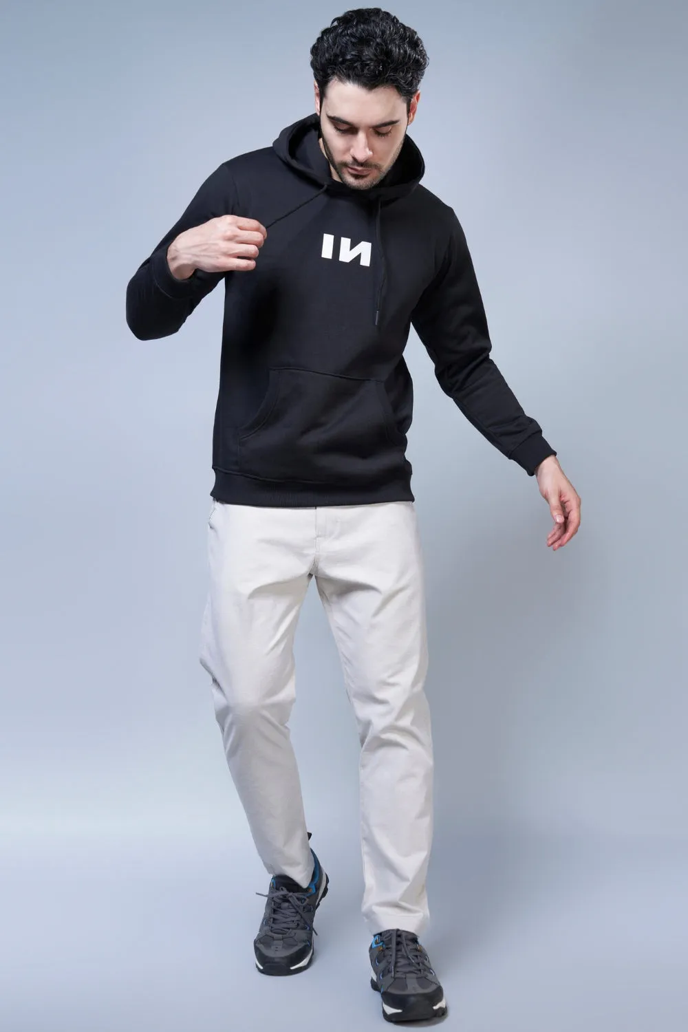 Instinct Printed Black Hoodie