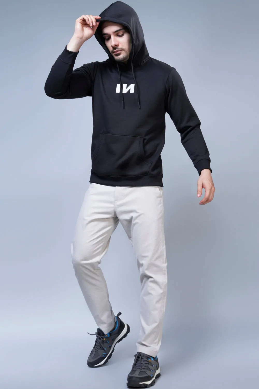 Instinct Printed Black Hoodie