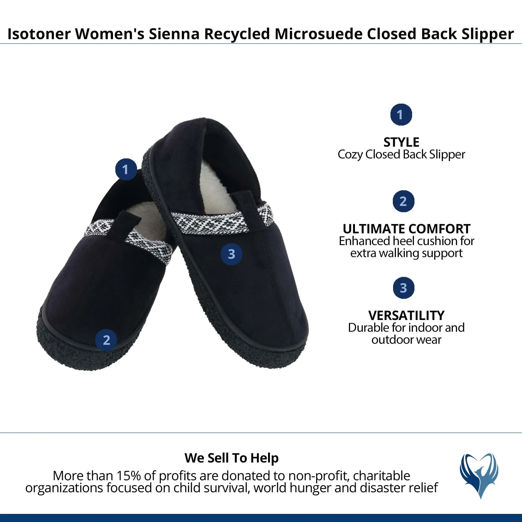 Isotoner Women's Sienna Recycled Microsuede Closed Back Slipper