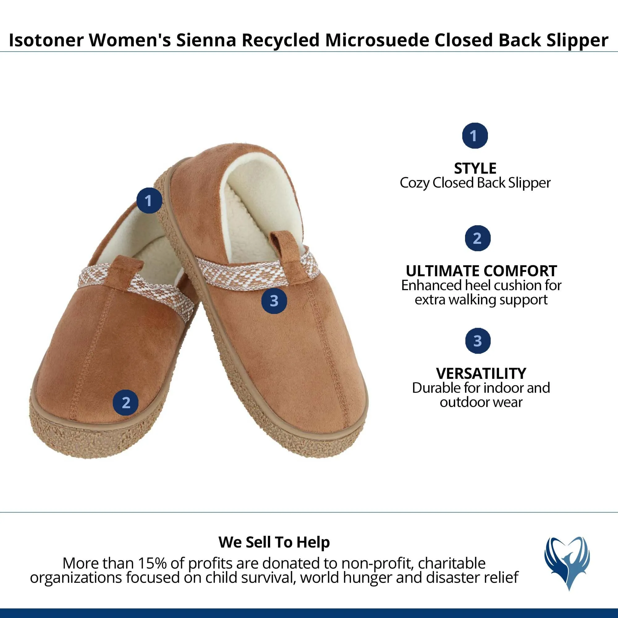 Isotoner Women's Sienna Recycled Microsuede Closed Back Slipper