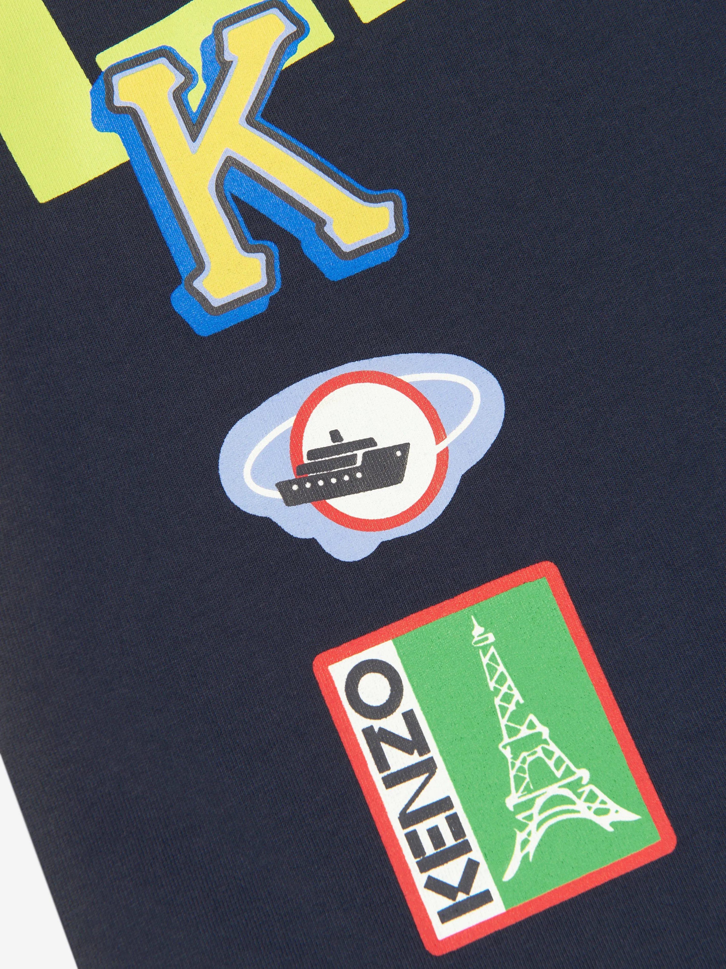 KENZO Boys Organic Cotton Logo T-Shirt in Navy