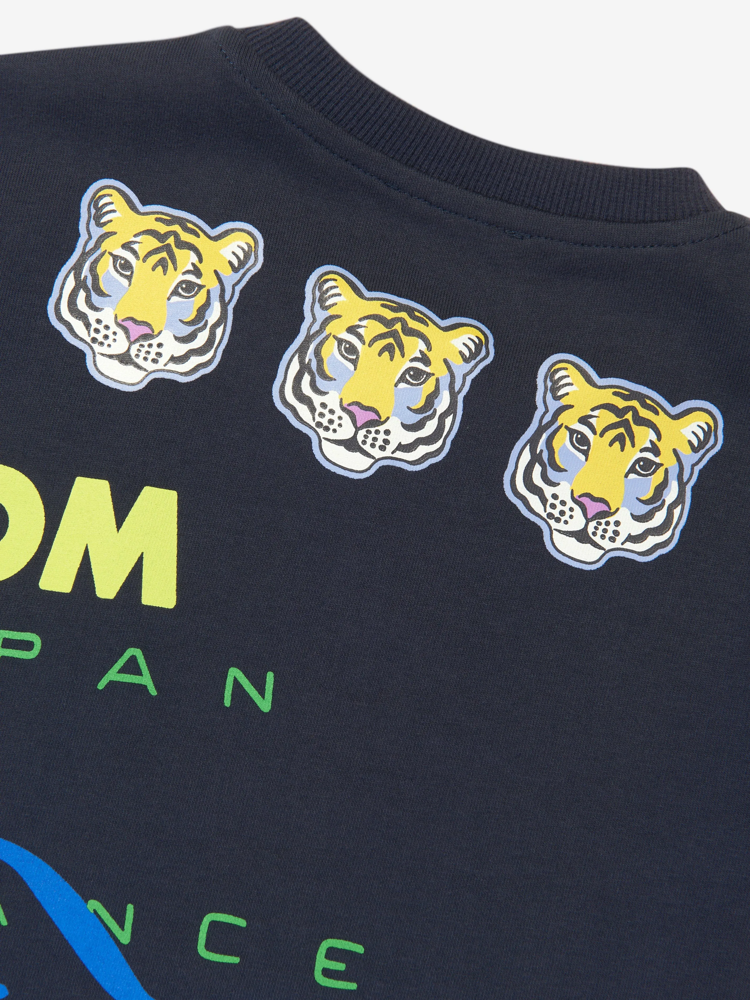 KENZO Boys Organic Cotton Logo T-Shirt in Navy