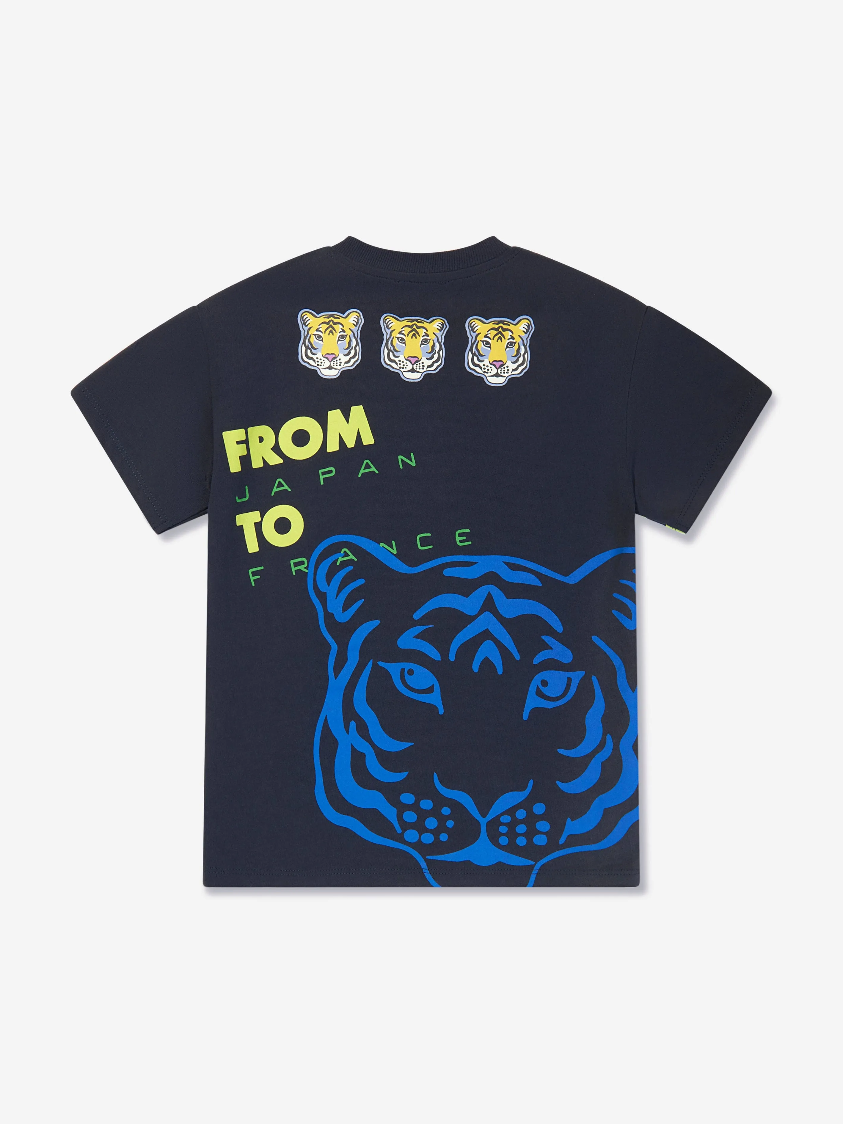 KENZO Boys Organic Cotton Logo T-Shirt in Navy