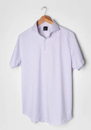 Lavender Performance Stretch Stripes Half Sleeves Shirt- Wrinkle Free