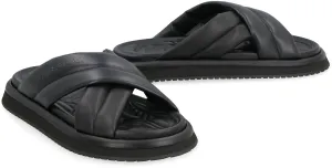 Men's Eco-Leather Slides in Black | Size 40 | A80329AD437 Color 80999