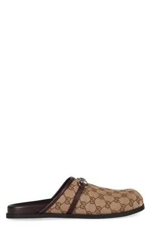 Men's Leather And Fabric Sabot in Beige | Size 7.5 | 786486FADFO Color 9744