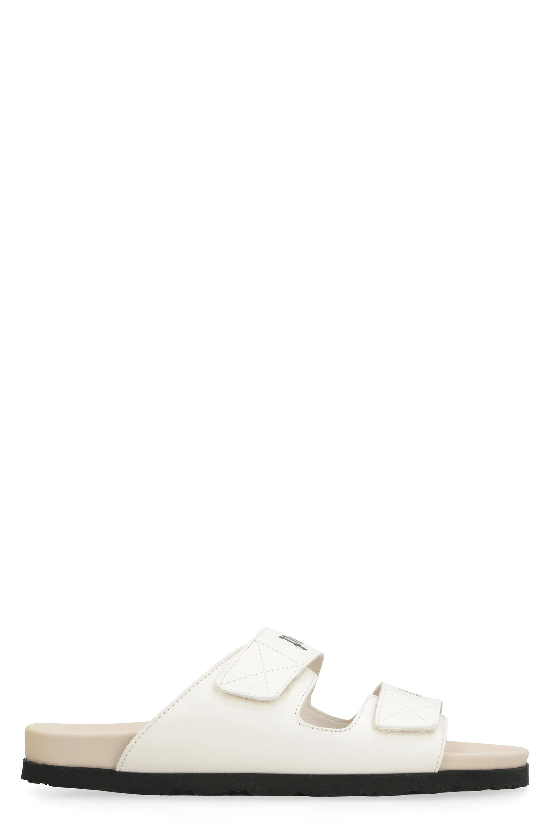 Men's Leather Slides With Logo in White | Size 42 | PMIH004S23LEA001 Color 0361