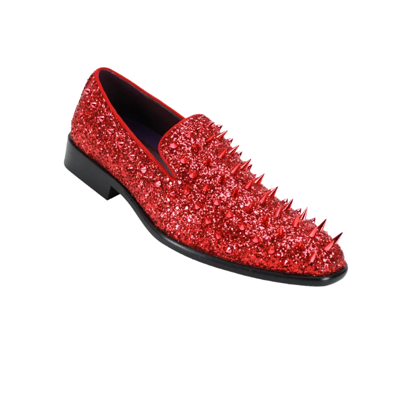 Men's Red Spikes Shoes Loafers Tuxedo Slip On Dress Shoes