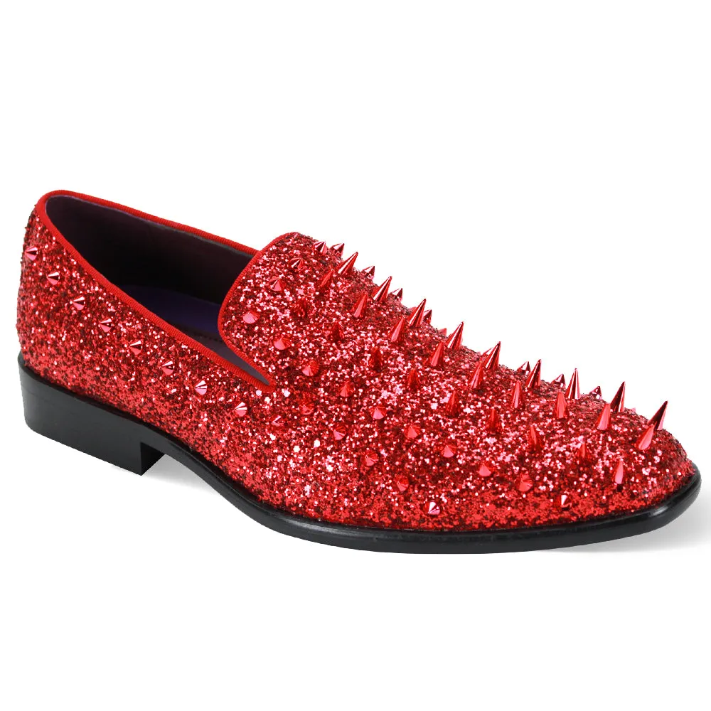 Men's Red Spikes Shoes Loafers Tuxedo Slip On Dress Shoes