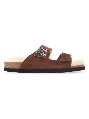 Men's Suede Sandals in Brown | Size 45 | PMIH009F23LEA0016061 Color BROWNBEIGE