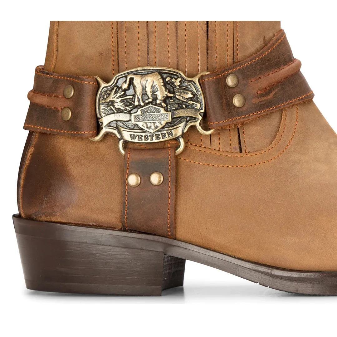 Mens Western Cowboy Boot Vintage Square Toe Country Hunting Hiking Real Leather Riding Bikers