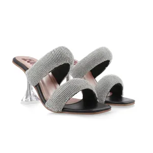 Multi Daimond Strip Black Sandel