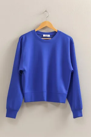 Relaxed Crew Neck Sweatshirt in Cobalt