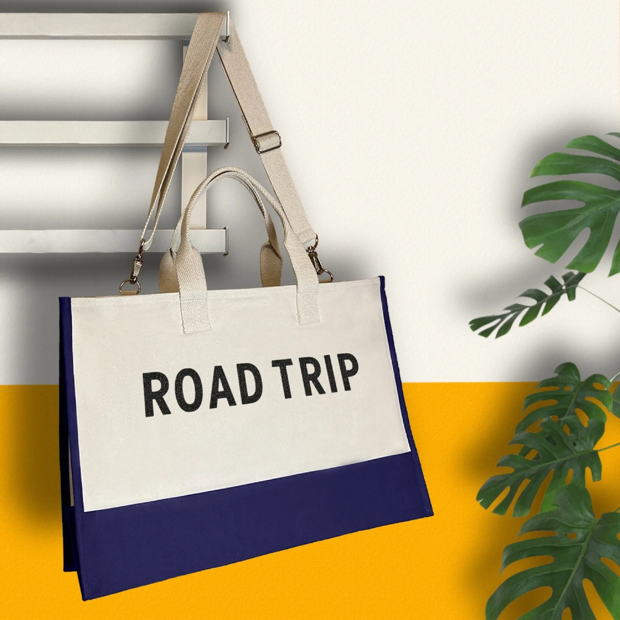 Road Trip Beach Tote Bag XL - Oversized Chic Tote Bag with Zipper and Inner Pockets - Gift for Her - Girls Weekend Tote - Weekender Bag