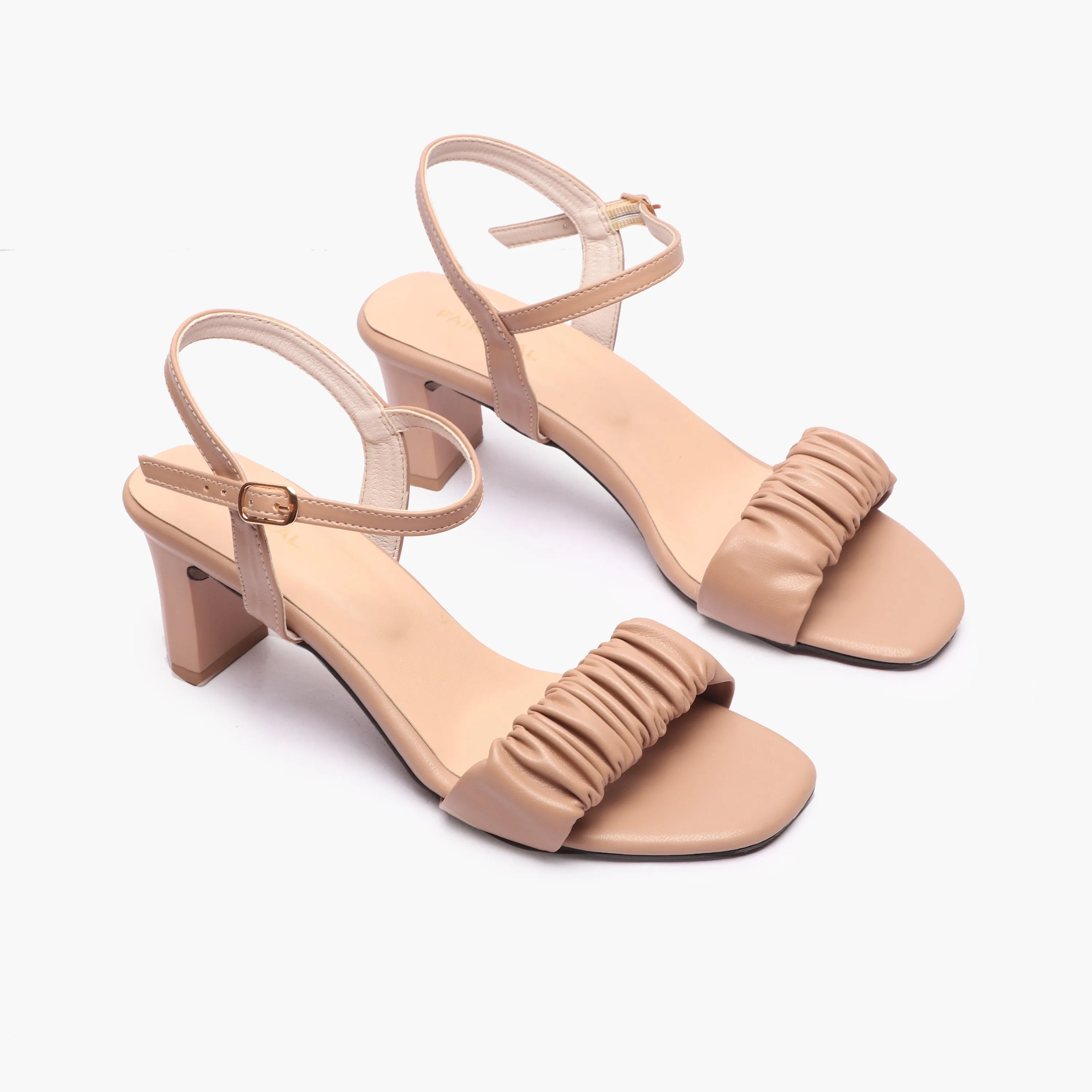 Ruched Block Heel Sandals