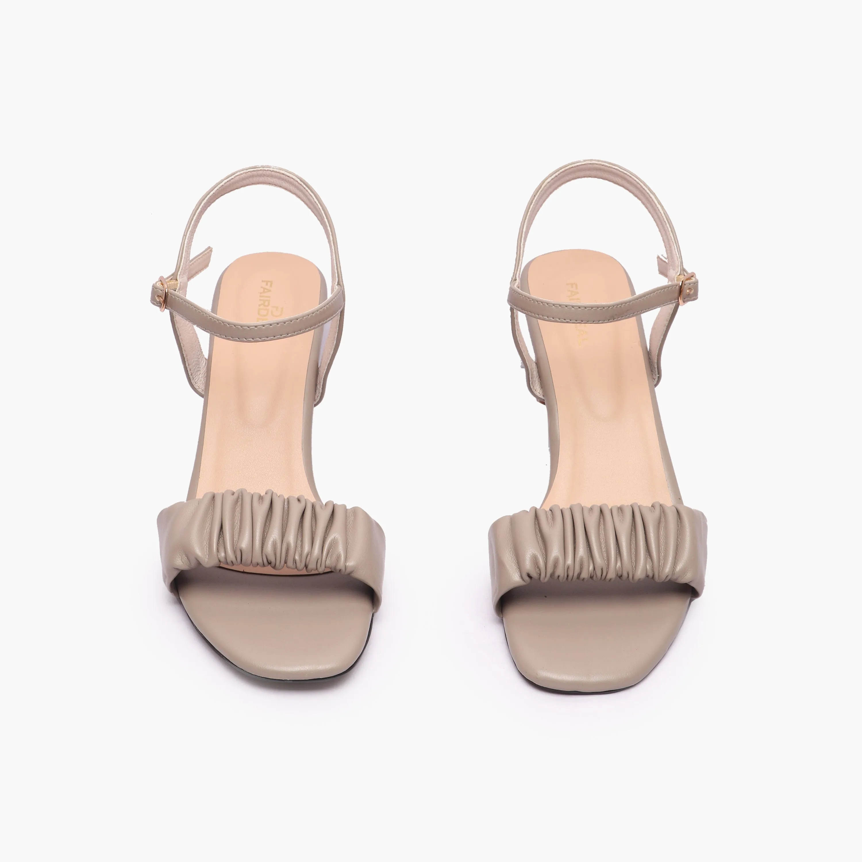 Ruched Block Heel Sandals