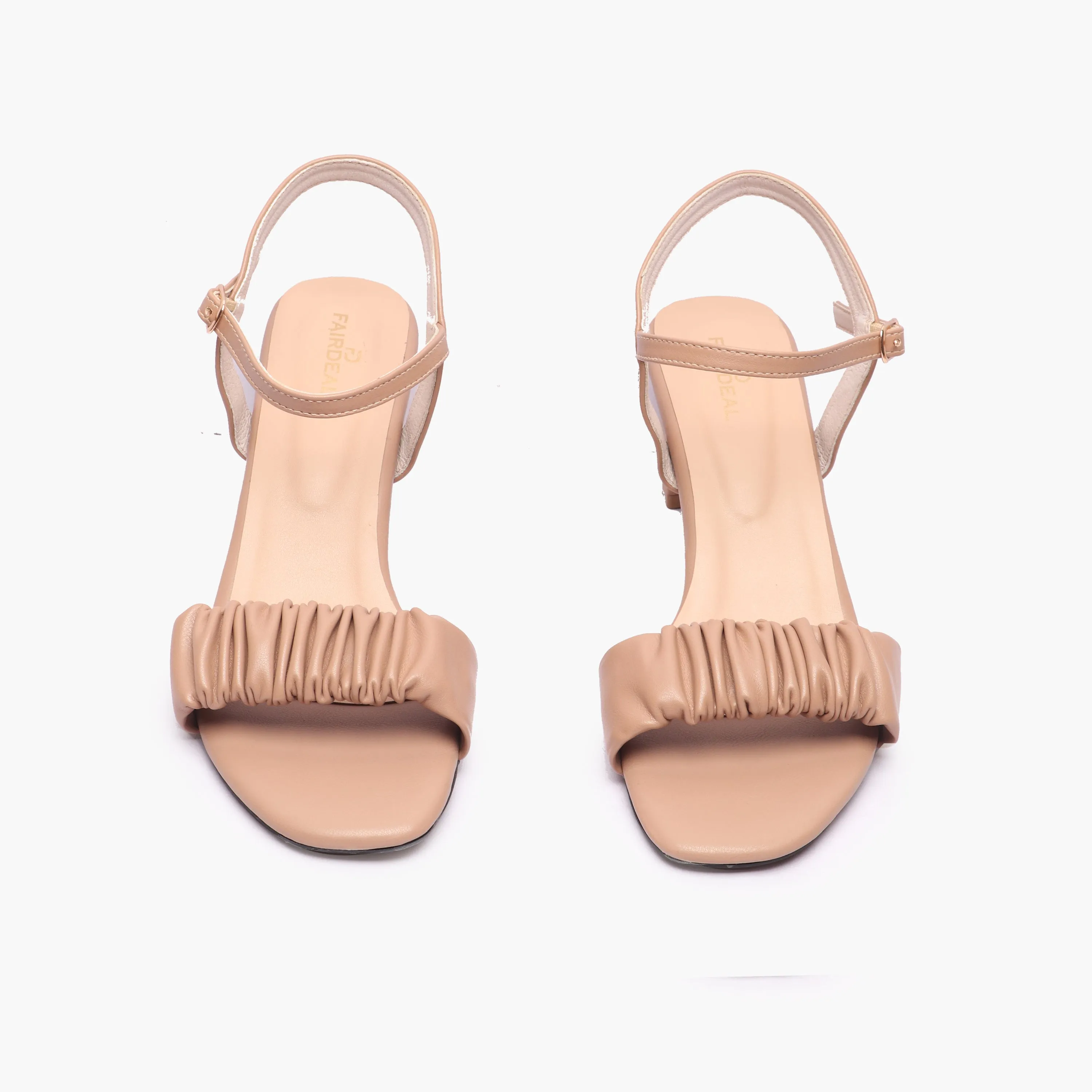 Ruched Block Heel Sandals