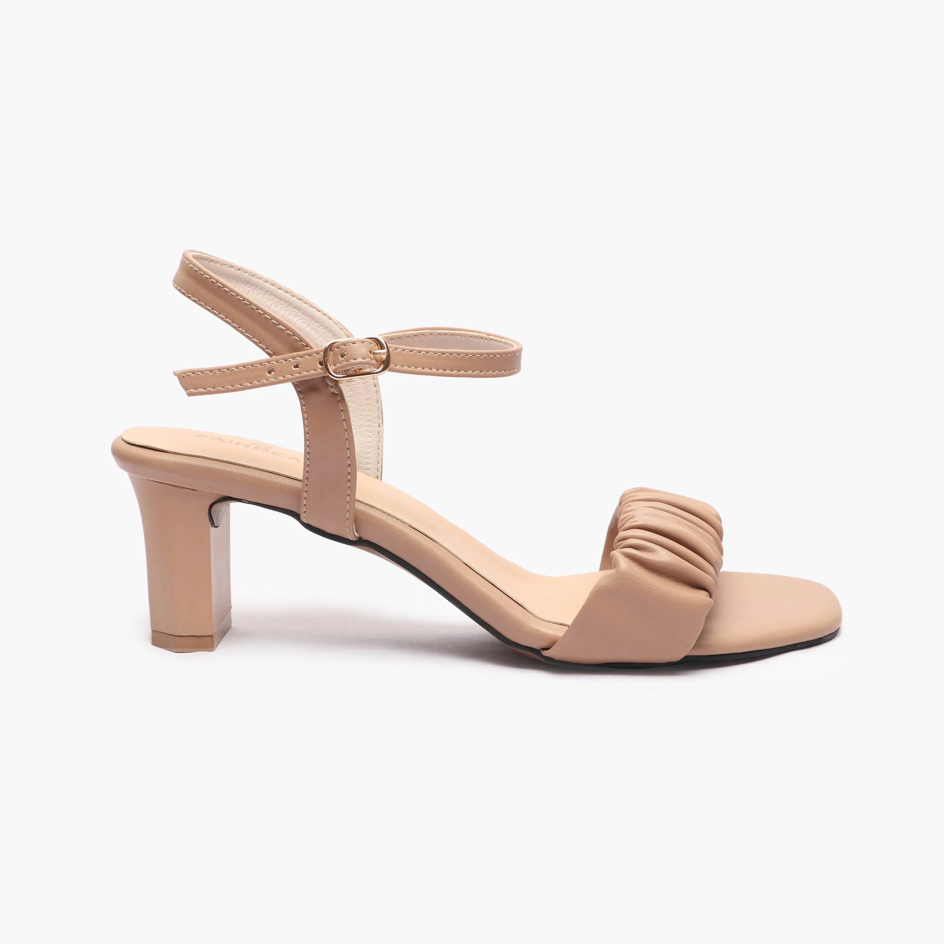 Ruched Block Heel Sandals