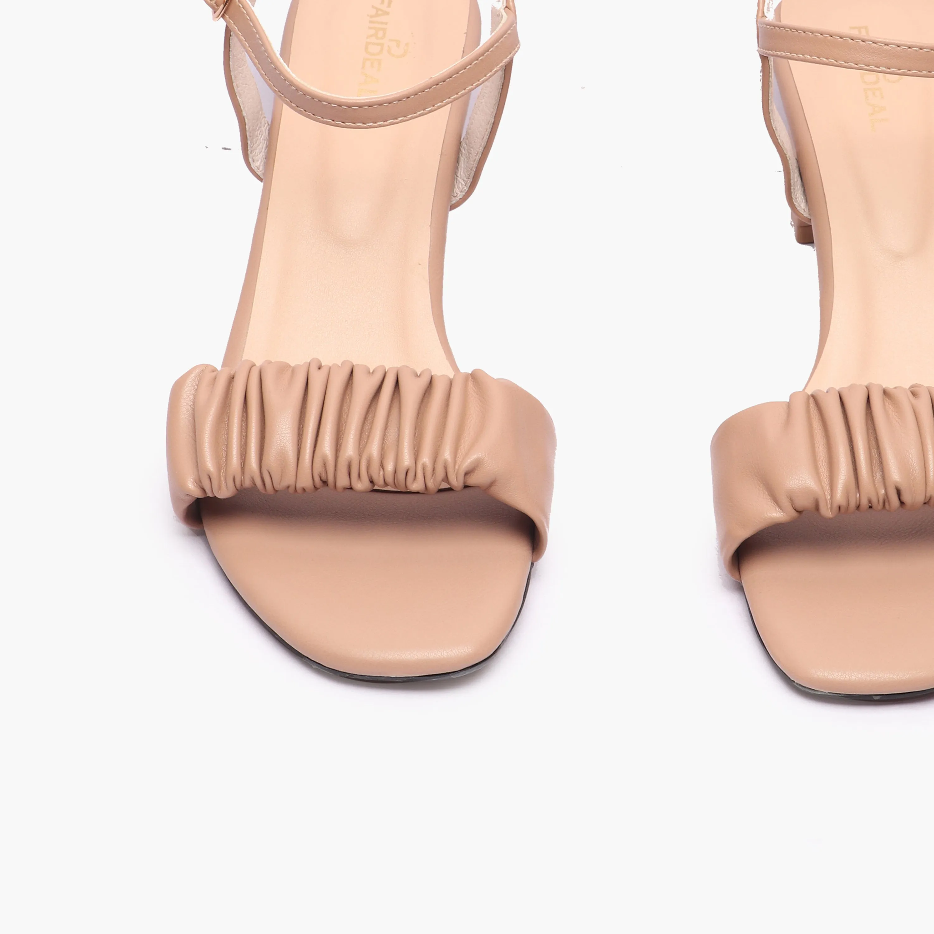 Ruched Block Heel Sandals