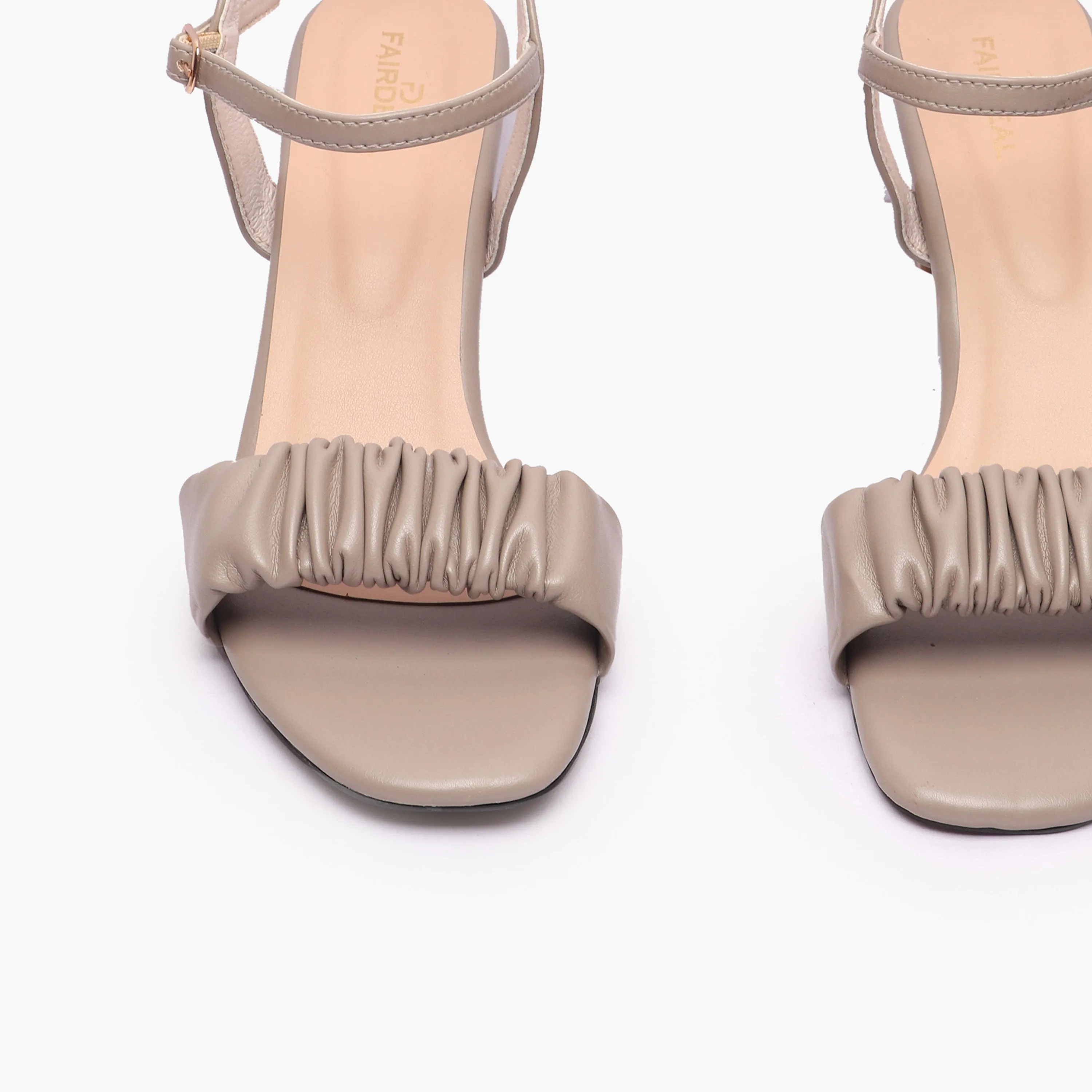 Ruched Block Heel Sandals